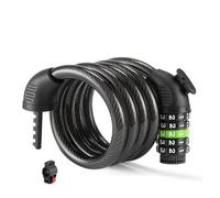 Lucchetto con cavo in acciaio con password a cinque cifre e staffa, antifurto universale e lucchetto di sicurezza impermeabile for biciclette e veicoli elettrici(Black)