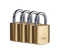 Yale Lucchetto in ottone Y110B/20/111/4 corpo 20mm, arco in acciaio, 3 chiavi, confezione da 4 lucchetti