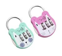Lucchetto con combinazione a 3 cifre, con password, a forma di cartone animato, mini lucchetto for armadietto, cassetto, diario, valigia, viaggio, bagaglio, 2 pezzi(Purple-green)