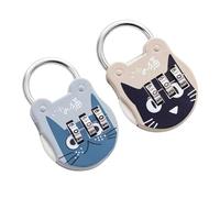 Lucchetto con combinazione a 3 cifre, con password, a forma di cartone animato, mini lucchetto for armadietto, cassetto, diario, valigia, viaggio, bagaglio, 2 pezzi(Blue-grey)