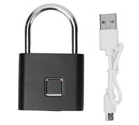 Lucchetto con Impronta Digitale, Lucchetto Smart in Lega di Zinco, Ricaricabile USB, Antiruggine e Resistente - Riconoscimento Veloce 0.5s, Protezione IP65 per Casa e Ufficio (Nera)