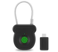 Lucchetto con Impronta Digitale, Serratura a Impronta Digitale con Ricarica USB-C, Portatile e Antifurto, con Chiave USB e Codice di Sblocco d'Emergenza