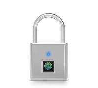 Lucchetto con impronte digitali, IP55, impermeabile, lucchetto, impronte digitali, ricarica USB Bluetooth, biometrico, alta chiusura di sicurezza per palestra, garage, capannone, argento