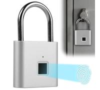 Lucchetto con impronte digitali, serratura con impronte digitali, resistente alle intemperie, ricarica USB, lucchetto con impronte digitali per palestra, bagagli, magazzino, armadietto (argento)