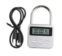 Lucchetto con timer con display digitale LCD, conto alla rovescia, ricaricabile tramite USB, corpo in lega di zinco, tempo massimo 99 ore, automatico per sbloccare allarme, promemoria, disciplina