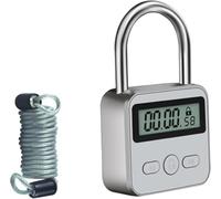 Lucchetto con timer, corda in acciaio in lega di zinco, ricaricabile | lega di zinco, corda in acciaio, display LCD, ricaricabile tramite USB, timer da 1 a 99 ore, corrente di emergenza