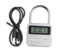 Lucchetto con timer digitale con display LCD automatico dopo la scadenza, struttura in metallo, ricaricabile tramite USB, per disciplina e messa a fuoco (argento)