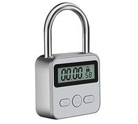 Lucchetto con timer in metallo, display LCD, multifunzione, tempo elettronico, 99 ore, timer massimo lucchetto con timer ricaricabile USB, argento