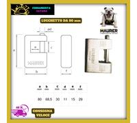 LUCCHETTO PER SERRANDA CORAZZATO ANTISCASSO ACCIAO CEMENTATO E CROMATO 80mm