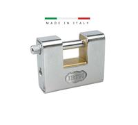 Lucchetto corazzato catenaccio blindato acciaio e ottone asta temprata IBFM