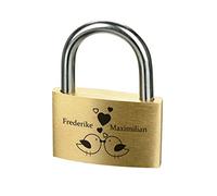 Lucchetto dell'amore con incisione - Lucchetto in ottone con 3 chiavi - Regalo personalizzato per innamorati - Motivo coppia di uccelli