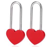 Lucchetto Dell'amore Rosso, Lucchetto a Forma di Cuore Senza Chiave, Lucchetti Decorativo a Cuore Singolo, Serrature d'amore Romantico, per Matrimonio, San Valentino, Anniversario, Viaggi (2 PCS)