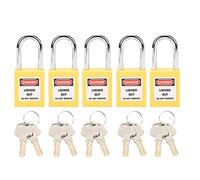 Lucchetto di blocco, 5 set lucchetto di sicurezza con 10 chiavi Grillo in acciaio 38 mm Lucchetto LOTO in nylon PA non conduttivo per la logistica energetica industriale (Yellow)