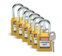 Lucchetto di Sicurezza in Nylon, 38.50mm x 86.50mm x 19.50mm, Giallo, Confezione da 6