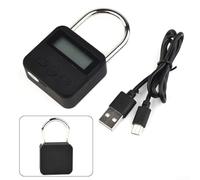 Lucchetto digitale con timer automatico, display LCD, struttura in metallo, ricaricabile tramite USB, per disciplina e messa a fuoco (nero)