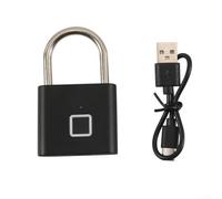 Lucchetto digitale per impronte digitali, ricaricabile tramite USB, biometrico, senza chiave, impermeabile IP56, per camper, yacht, camper, palestra, armadietto, per interni ed esterni, colore nero