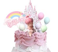 Lucchetto e principessa per torta decorazione compleanno, angeli, nuvole e arcobaleno, piccolo palloncino in resina, decorazione torta topper per ragazze baby shower, festa di compleanno