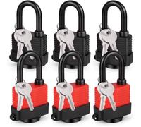 Lucchetto in ottone con guaina in plastica impermeabile, chiave, impermeabile, resistente alle intemperie, lucchetto con la stessa chiave, per esterni, recinzione del garage (6)