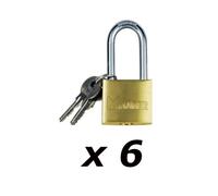 LUCCHETTO IN OTTONE MAURER ARCO LUNGO mm.40 CONF. 6 PEZZI