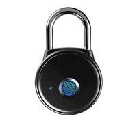 Lucchetto intelligente con impronta digitale, Lucchetto for impronte digitali Nero 5,7x9,2x1,7 cm App Bluetooth Carica USB 10 impronte digitali