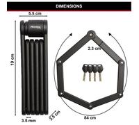 Lucchetto per bici pieghevole - MASTER LOCK - 8335EURDPRO - Acciaio temprato, 4 chiavi, supporto incluso
