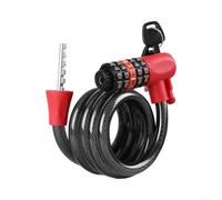 Lucchetto per bici resistente con combinazione e chiave di backup, cavo in acciaio spesso avvolto in PVC per protezione dai graffi, dispositivo di sicurezza portatile in lega di zinco per ciclismo