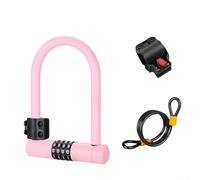 Lucchetto per bicicletta, 18,3 x 12,8 x 2,7 cm, serratura a D per bicicletta, con combinazione a quattro cifre, in lega di zinco, resistente corpo in acciaio legato (rosa)