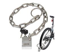 Lucchetto per bicicletta con chiave, lucchetto in acciaio antiruggine e chiudibile, catena di sicurezza con lucchetto, per moto, porte, cancelli, garage, magazzini, recinzioni, barbecue, scooter