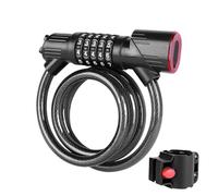 Lucchetto per bicicletta, lucchetto con combinazione, antifurto a 5 cifre, codice di sicurezza, 15,91 x 11,92 x 4,97 cm, luce LED integrata, filo resistente al taglio per guida notturna, parcheggio in