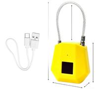 Lucchetto per impronte Digitali Ricaricabile Lucchetto per impronte(Yellow) | Riconoscimento per impronte 0.5s, cavo acciaio incluso, impermeabile IP65, per ideale zaino sport