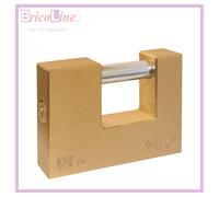 LUCCHETTO RETTANGOLARE CORBIN PRIUM MM 90 OTTONE MASSICCIO SATINATO CHIAVI 2.