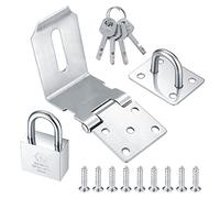 Lucchetto pesante a 90 gradi, 10,2 cm, ad angolo retto, serratura per porta, in acciaio inox, per finestre, armadi, capannoni, porte, con serratura (argento)