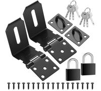 Lucchetto pesante a 90 gradi, 10,2 cm, ad angolo retto, serratura per porta, in acciaio inox, per finestre, armadi, capannoni, porte, con serratura (nero, 2 set)