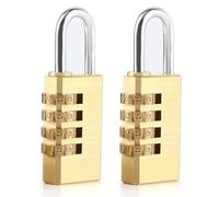 Lucchetto Piccolo, 2 Pezzi Lucchetto Combinazione a 4 Cifre Oro Armadietto Lucchetti Lungo Lucchetto di Sicurezza Resistente Alle Intemperie per Porta Valigia Scuola Armadietto Palestra