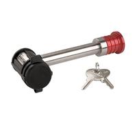 Lucchetto principale argento e lucchetto ricevitore rosso, blocco perno di traino Barbell™ in acciaio inox, adatto a aperture di circa 1,58 cm. Lucchetto ricevitore automobilistico resistente alle