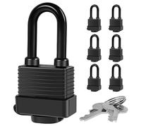 Lucchetto resistente alle intemperie con 2 chiavi, 6 pezzi, con nucleo in rame, 44 mm, Padlock con custodia impermeabile, grillo da 8 mm, per esterni, ripostigli, casette da giardino