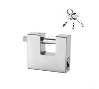 Lucchetto rettangolare antifurto con gancio a forma di D, 3 chiavi in dotazione, in lega di zinco e serratura impermeabile cromata per garage, catene e stoccaggio (50 mm)