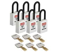 Lucchetto Safekey in Nylon, 38mm x 84mm x 19mm, Bianca, Confezione da 6