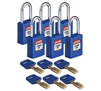 Lucchetto Safekey in Nylon, 38mm x 84mm x 19mm, Blu, Confezione da 6