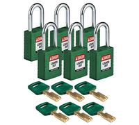 Lucchetto Safekey in Nylon, 38mm x 84mm x 19mm, Verde, Confezione da 6