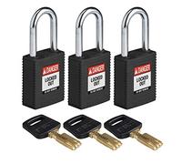Lucchetto Safekey in Nylon/Acciaio, 38mm x 84mm x 19mm, Nero, Confezione da 3