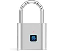 Lucchetto senza chiave con impronta digitale, Serratura intelligente for impronte digitali USB ricaricabile APP in lega di zinco Sblocco IP65 multicolore(Matte Silver)