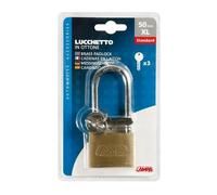 LUCCHETTO CATENACCIO IN OTTONE ARAMDIETTO SICUREZZA FURTO CON 3 CHIAVI ARCO 50MM