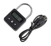 Lucchetto temporizzatore in metallo con display LCD e timer ricaricabile USB, blocco conto alla rovescia 999 ore per un aiuto all'autocontrollo, design a prova di schizzi all'aperto