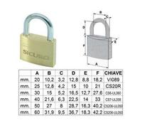 Lucchetto Tipo Pesante Ottone Arco Normale 60 mm Quality 6 Pezzi