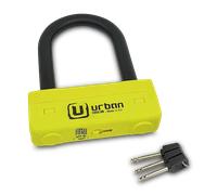 URBAN UR85300Y Lucchetto a U per Alta Sicurezza Omologato SRA, Arco ø18 in Acciaio Cementato, Doppio Blocco Antigraffio, Guscio Visibile e Accattivante, U Lock Antifurto 85x300mm per Moto e Scooter