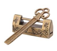 Lucchetto vintage Culnflun, piccolo lucchetto a chiave, mini lucchetto per mobili in stile cinese a forma di fiori di gazza, per portagioie, mini armadietti, cassetti, lega di (Magpie Bronze)