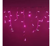 Luccika Cascata di Stalattiti 2x0.7 mt con 80 MaxiLed Rosa e flash Bianco Ghiaccio tenda a pioggia Professionale per uso esterno interno Prolungabile