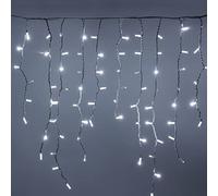 Luccika Cascata di Stalattiti Professionali, colore luci Bianco, 5 Metri con 380 Maxi LED da 8 mm, Flash Ghiaccio, Pendenti varie lunghezze fino ad 1 Metro, Prolungabile, per uso Interno/Esterno