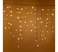 Luccika Cascata di Stalattiti Professionali, colore luci Bianco Caldo, 3 Metri con 228 Maxi LED da 8 mm, Flash Ghiaccio, Pendenti varie lunghezze fino ad 1 Metro, Prolungabile, per uso Interno/Esterno